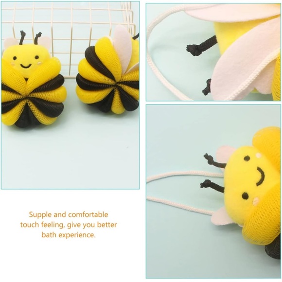 1 pc Yellow and Black Bumble Bee Loofah Bath Washing Exfoliating Sponge - Picture 5 of 5